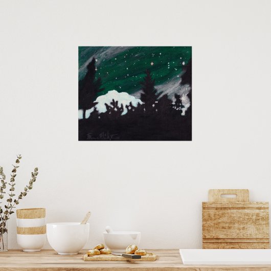 Poster Nuit À feuillage persistant ventée : (Cuisine)