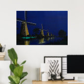 Poster Nuit à Kinderdijk (Bureau à domicile)