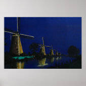 Poster Nuit à Kinderdijk (Devant)