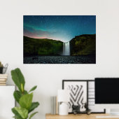Poster Nuit à Skógafoss (Bureau à domicile)