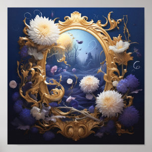 Poster Nuit abstraite florale