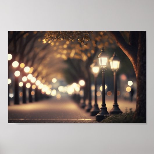 Poster Nuit au Park avec éclairage Bokeh (Devant)