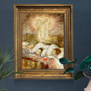 Poster Nuit avant Noël Enfants au lit