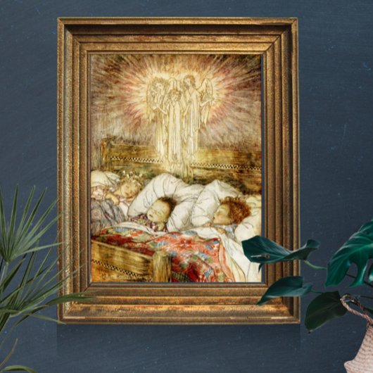 Poster Nuit avant Noël Enfants au lit