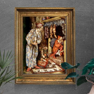 Poster Nuit avant Noël Enfants dans le lit Rackham