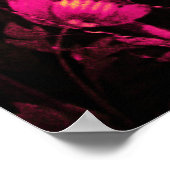 Poster NUIT AVEC ROSES, rose Fuchsia Jaune Noir (Coin)