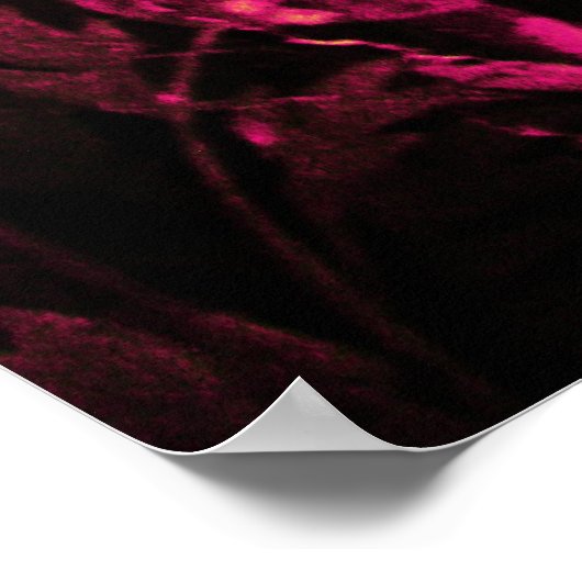 Poster NUIT AVEC ROSES, rose Fuchsia Jaune Noir (Coin)