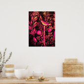 Poster NUIT AVEC ROSES, rose Fuchsia Jaune Noir (Cuisine)