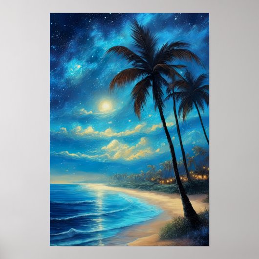 Poster Nuit céleste sur une plage tropicale (Devant)