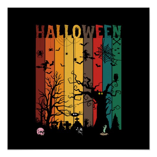 Poster Nuit Colorée d'Halloween (Devant)