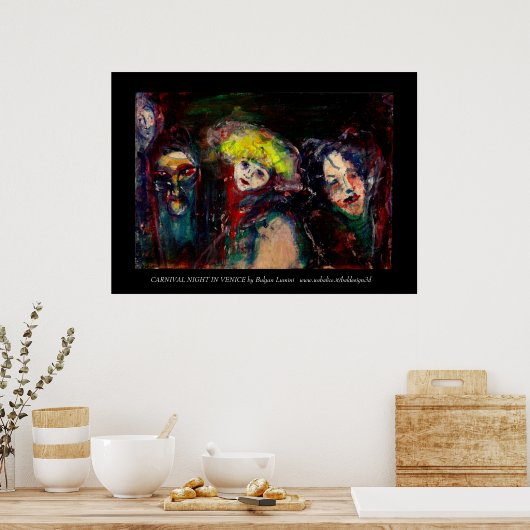 Poster NUIT DE CARNAVAL À VENISE Mascarade Vénitienne Mas (Cuisine)