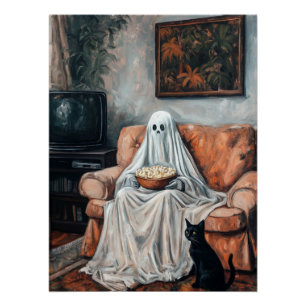 Poster Nuit de cinéma éffrayante Télévision à écran fan