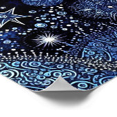 Poster Nuit de Noël Bleu et Blanc (Coin)