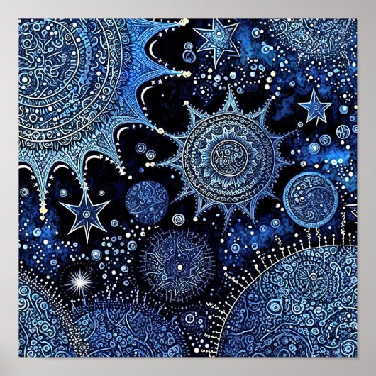 Poster Nuit de Noël Bleu et Blanc (Devant)