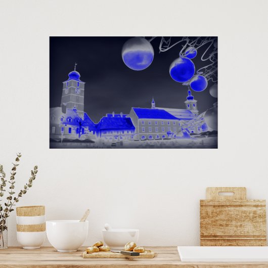 Poster Nuit de Noël bleue (Cuisine)