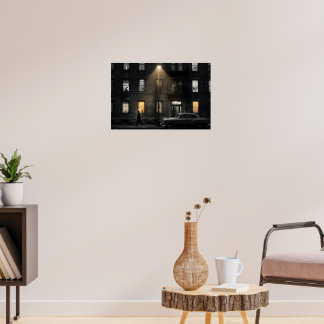 Poster Nuit de ville noire vintage