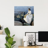 Poster Nuit d'été. Enger sur la plage par Edvard Munch (Bureau à domicile)