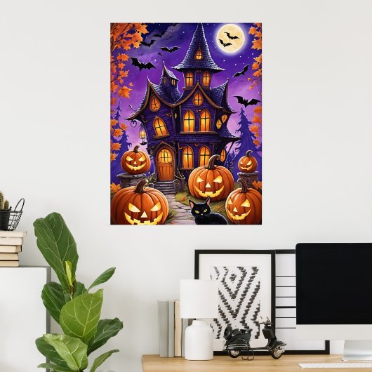 Poster Nuit d'Halloween enchantée (Bureau à domicile)