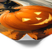 Poster Nuit d'Halloween Whimsical - Chat Ghosts (Coin)