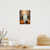 Poster Nuit d'Halloween Whimsical - Chat Ghosts (Cuisine)