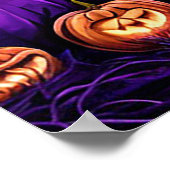 Poster Nuit éffrayante D'Halloween Avec Citrouilles (Coin)