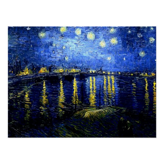 Poster Nuit étoilée au-dessus du Rhône par van Gogh (Devant)