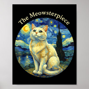 Poster Nuit Étoilée Chat Drôle Le Meowsterece Van Gogh Hu