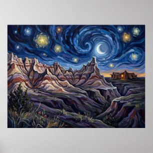 Poster Nuit étoilée des Badlands