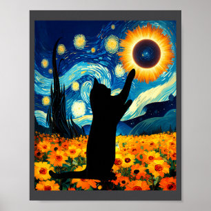 Poster Nuit étoilée drôle Éclipse totale de Soleil
