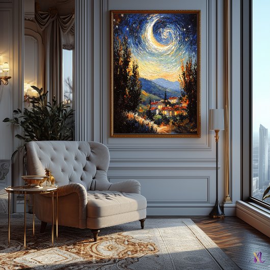 Poster Nuit étoilée inspirée de l'impressionnisme
