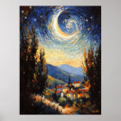Poster Nuit étoilée inspirée de l'impressionnisme (Devant)
