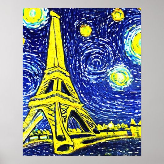 Poster Nuit étoilée Paris France (Devant)