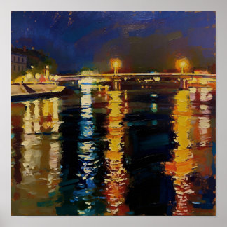 Poster Nuit étoilée Rhône d'après Van Gogh