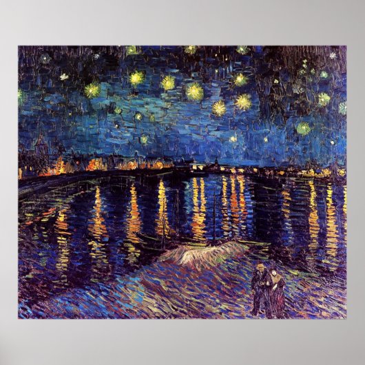 Poster Nuit étoilée sur le Rhône par Van Gogh (Devant)