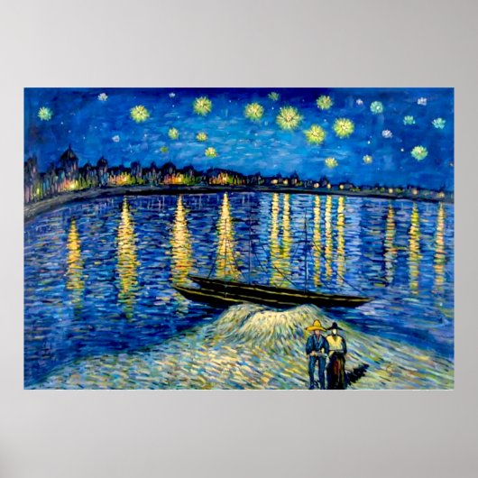 Poster Nuit étoilée sur le Rhône par Vicent van Gogh (Devant)