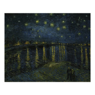 Poster Nuit étoilée sur le Rhône, peinture à l'huile Van 