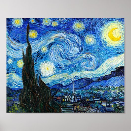 Poster Nuit étoilée Vincent Van Gogh Paysage Art (Devant)