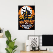 Poster Nuit hantée, fête d'Halloween (Bureau à domicile)