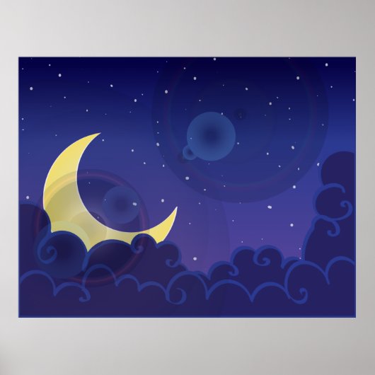 Poster Nuit jour lune minuit bleu (Devant)