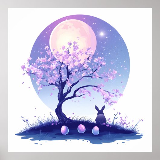 Poster Nuit lunaire de lapin (Devant)