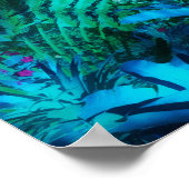 Poster Nuit Lune Tropical Jungle Feuilles Silver Blue (Coin)