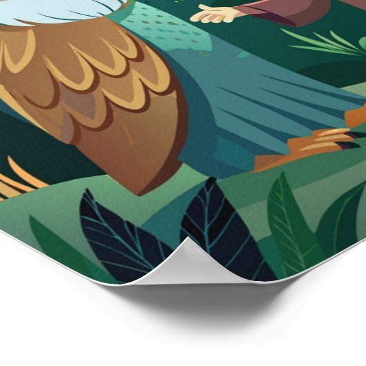 Poster Nuit magique dans la forêt : Boy and Owl (Coin)