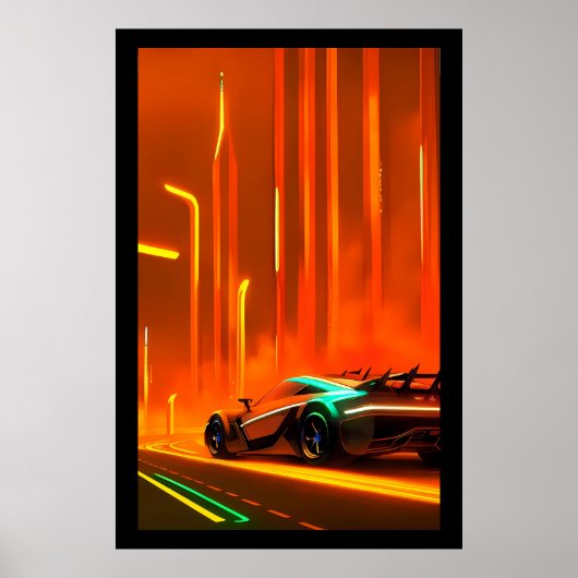 Poster Nuit Neon Race 3000 - Ken Gage Art (Devant)