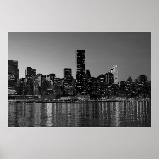 Poster Nuit Noir Noir Blanc New York (Devant)