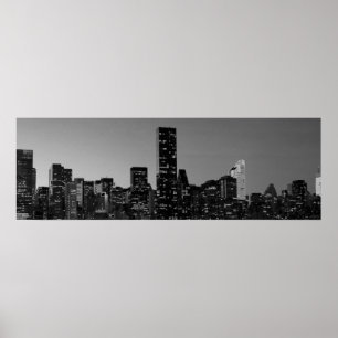 Poster Nuit Noir Noir Blanc New York