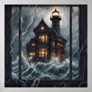 Poster Nuit orageuse du phare