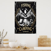 Poster Nuit Pêche Et Camping Aventure (Cuisine)