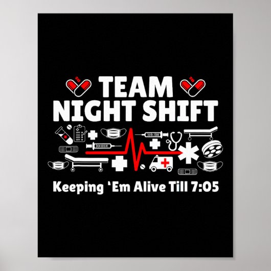 Poster Nuit Shift Nurse Life Rn Lpn Cna Soins de santé Co (Devant)