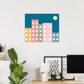 Poster Nuit Ville Scape (Bureau à domicile)