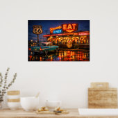 Poster Nuits du diner néon de la route 66 (Cuisine)